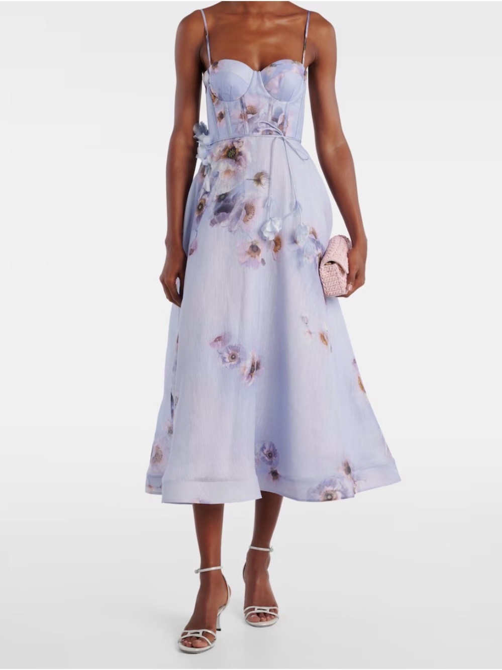 Zimmermann Lilac Floral Bustier Midi Dress - Picture 2 of 12